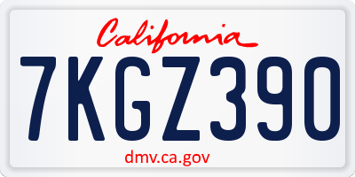 CA license plate 7KGZ390