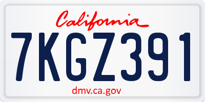 CA license plate 7KGZ391