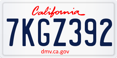 CA license plate 7KGZ392