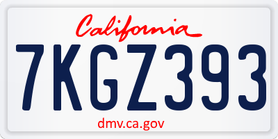 CA license plate 7KGZ393