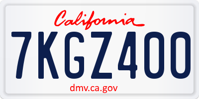 CA license plate 7KGZ400