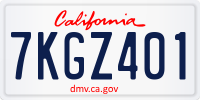 CA license plate 7KGZ401