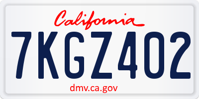 CA license plate 7KGZ402