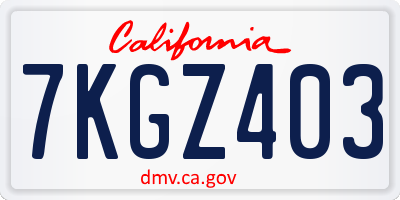 CA license plate 7KGZ403