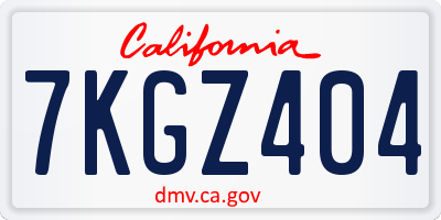 CA license plate 7KGZ404