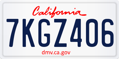 CA license plate 7KGZ406