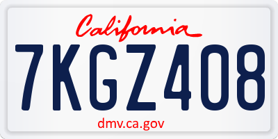 CA license plate 7KGZ408