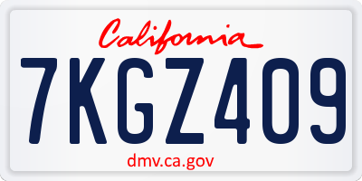 CA license plate 7KGZ409