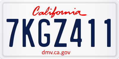 CA license plate 7KGZ411