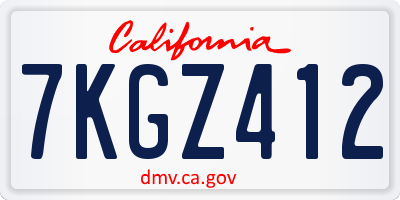 CA license plate 7KGZ412