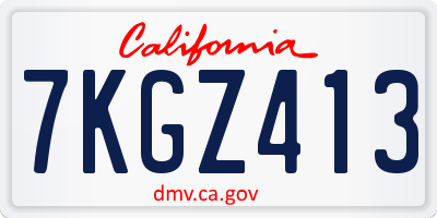 CA license plate 7KGZ413