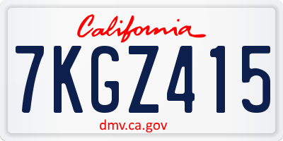 CA license plate 7KGZ415