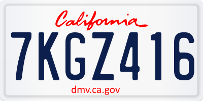 CA license plate 7KGZ416