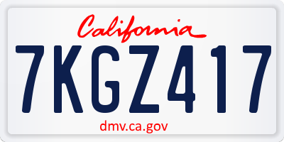 CA license plate 7KGZ417