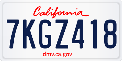 CA license plate 7KGZ418