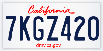 CA license plate 7KGZ420