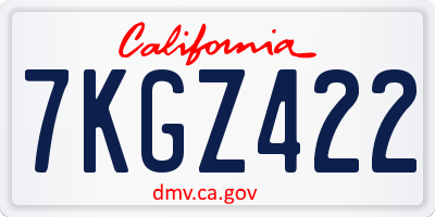 CA license plate 7KGZ422