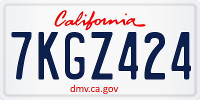 CA license plate 7KGZ424