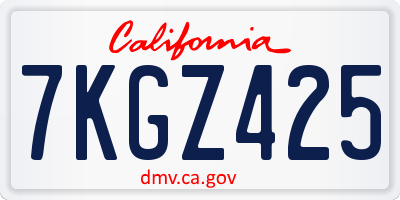 CA license plate 7KGZ425