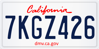 CA license plate 7KGZ426