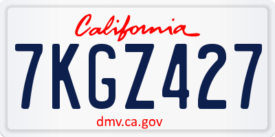 CA license plate 7KGZ427