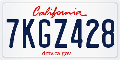 CA license plate 7KGZ428