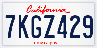 CA license plate 7KGZ429