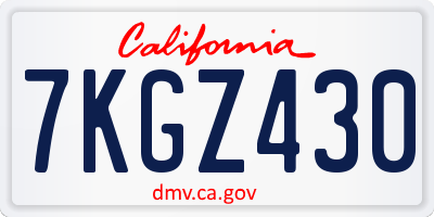 CA license plate 7KGZ430