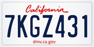 CA license plate 7KGZ431