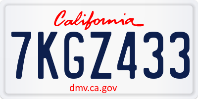 CA license plate 7KGZ433