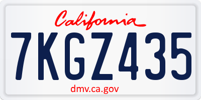 CA license plate 7KGZ435