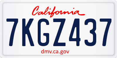 CA license plate 7KGZ437