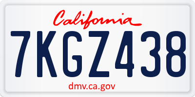 CA license plate 7KGZ438