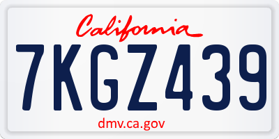 CA license plate 7KGZ439