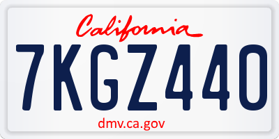 CA license plate 7KGZ440