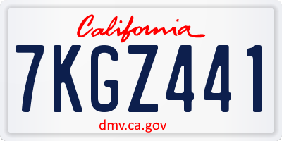 CA license plate 7KGZ441