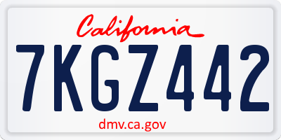 CA license plate 7KGZ442
