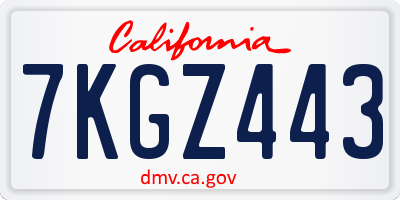 CA license plate 7KGZ443
