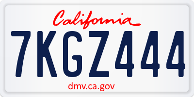 CA license plate 7KGZ444