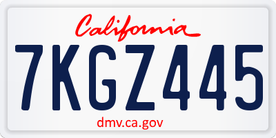 CA license plate 7KGZ445