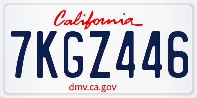 CA license plate 7KGZ446
