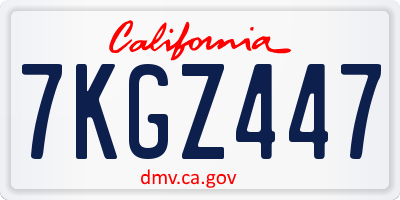 CA license plate 7KGZ447