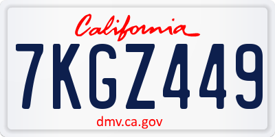 CA license plate 7KGZ449