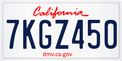 CA license plate 7KGZ450