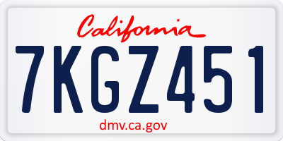 CA license plate 7KGZ451