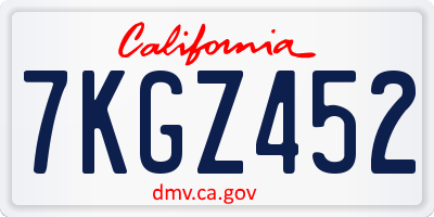 CA license plate 7KGZ452