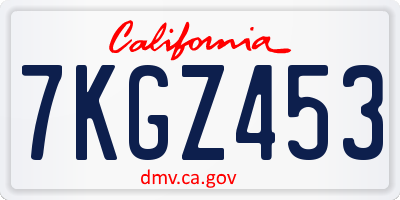 CA license plate 7KGZ453