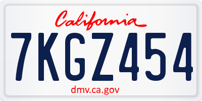 CA license plate 7KGZ454
