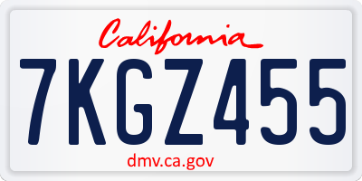 CA license plate 7KGZ455