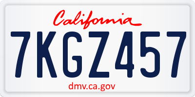 CA license plate 7KGZ457